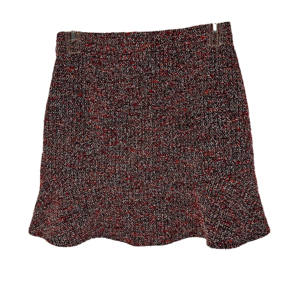 Loft Multicolor Tweed Fully Lined Skirt Flare Flounce Red Orange Fall SZ 6 NWOT - Picture 2 of 8